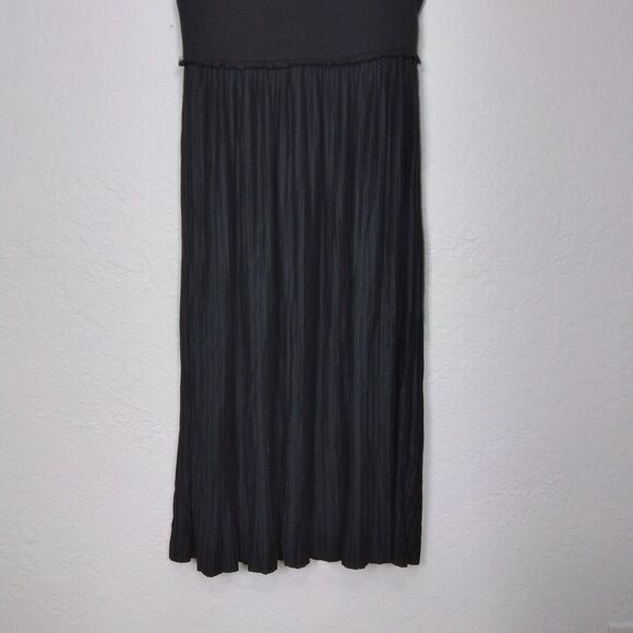 Tahari Solid Black Elastic Waist V-Neck Sleeveless Pleated Maxi Dress Size‎ M - Picture 7 of 14